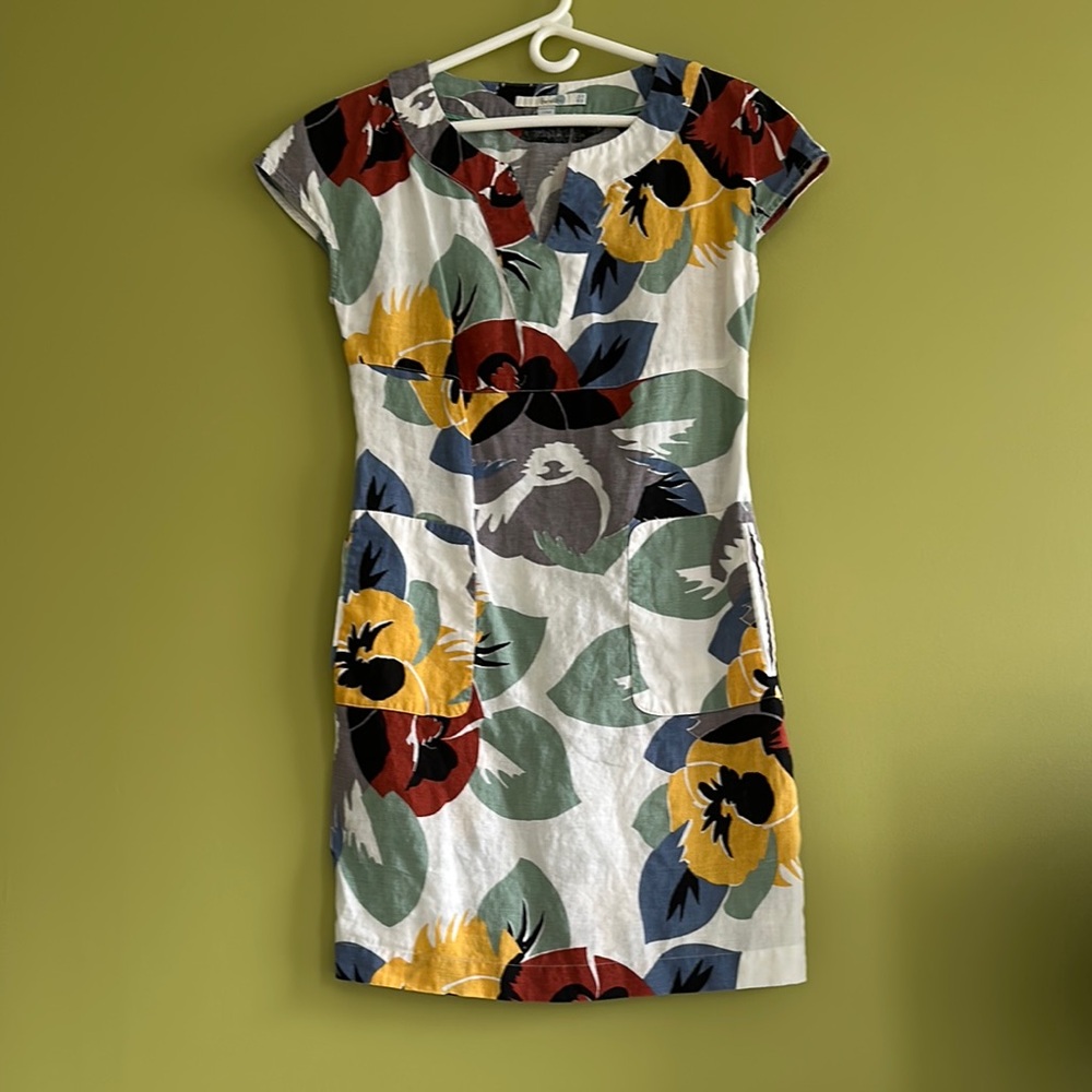 Boden Yellow and Red Sheath Midi Dress for Wedding Guest